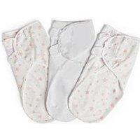 Silentnight Safe Nights 3 X Pack Swaddles - Velcro Tab Fastening - Pink Star Print