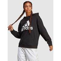 Adidas Sportswear Essentials Big Logo Oversized French Terry Hoodie - Black/White