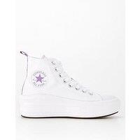 Converse Junior Girls Move Canvas Hi Top Trainers - White/Purple