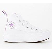 Converse Kids Girls Move Canvas Hi Top Trainers - White/Purple