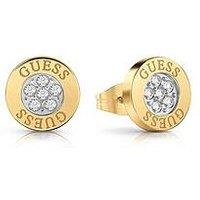 Guess Studs Party 10Mm Guess Logo Button Stud Earrings Yellow Gold