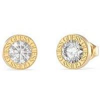 Guess Color My Day 10Mm Clear Stud Earrings Yellow Gold