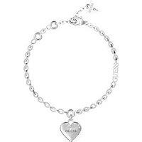 Guess Falling In Love Fine Chain & 14Mm Heart Silver Bracelet