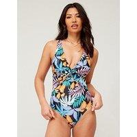 V By Very Shape Enhancing Twist Front Family Mini Me Swimsuit - Multi