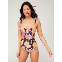 V By Very Shape Enhancing Underwired Swimsuit - Dark Floral