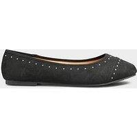 Yours Wide Diamante Ballerina - Black