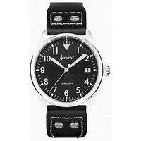 Accurist Aviation Mens Black Leather Strap Analogue Watch