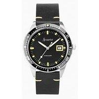 Accurist Dive Mens Black Leather Strap Analogue Watch
