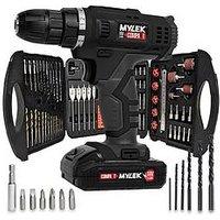 Mylek 18V Cordless Drill With 131-Piece Tool Set And Case