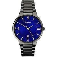 Sekonda Men'S Wilson Gun Metal Stainless Steel Bracelet With Dark Blue Dial Watch