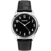 Sekonda Men'S Easy Reader Black Leather Upper Strap With Black Dial Watch