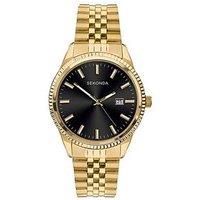 Sekonda Men'S King Gold Stainless Steel Bracelet With Black Dial Watch