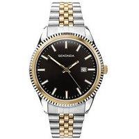 Sekonda Men'S King Two Tone Stainless Steel Bracelet With Black Dial Watch