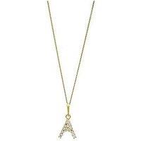 The Love Collection 9Ct Yellow Gold Cubic Zirconia Initial "A" Pendant Necklace