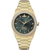 Vivienne Westwood Charterhouse Ladies Quartz Watch With Green Dial & Stainless Steel Gold Bracelet