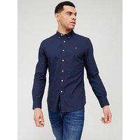 Farah Brewer Long Sleeve Slim Fit Shirt - Navy