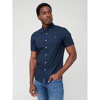 Farah Brewer Short Sleeve Slim Fit Shirt - Navy