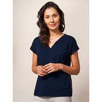 White Stuff Nelly Notch Neck Tee - Dark Navy