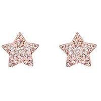 The Love Collection Sterling Silver Pink Crystal Star Stud Earrings