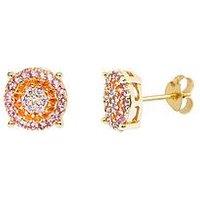 The Love Collection 18Ct Gold Plated Sterling Silver Multi Coloured Pave Cz Stud Earrings