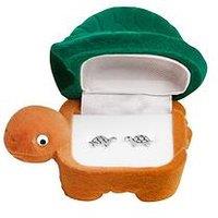 The Love Collection Sterling Silver Tortoise Stud Earrings With A Novelty Gift Box