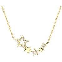 The Love Collection 18Ct Gold Plated Sterling Silver Constellation Star Cubic Zirconia Adjustable Chain Necklace