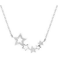 The Love Collection Sterling Silver Constellation Star Cubic Zirconia Adjustable Chain Necklace