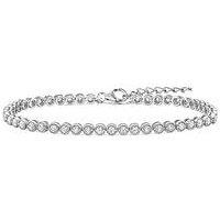 The Love Collection Sterling Silver Round Cubic Zirconia Adjustable Tennis Bracelet