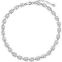 The Love Collection Sterling Silver Square Cubic Zirconia Adjustable Bracelet