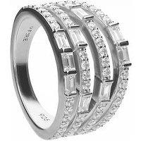 The Love Silver Collection Diamondfire Sterling Silver Multiband Statement Baguette Ring