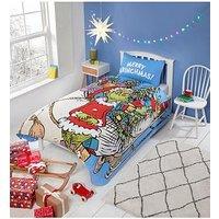 The Grinch Sleigh Bed Christmas Single Duvet Cover Set - Multi