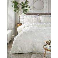 Very Home Luxe Cut Greek Key Duvet Cover Set - Cream