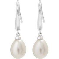 Simply Silver Sterling Silver 925 Freshwater Pearl Cubic Zirconia Sleek Drop Earrings