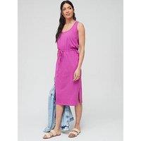 Everyday Sleeveless Blouson Channel Waist Midi Dress - Purple