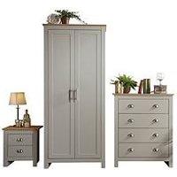 Gfw Lancaster 3 Piece Package - 2 Door Wardrobe, 4 Drawer Chest And A Bedside Chest