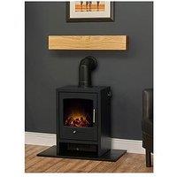 Adam Fires & Fireplaces Adam Oak Beam, Hearth & Stove Pipe With Bergen Stove In Charcoal Grey