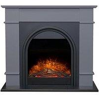 Adam Fires & Fireplaces Adam Chesterfield Electric Fireplace Suite In Grey & Charcoal Grey, 44 Inch