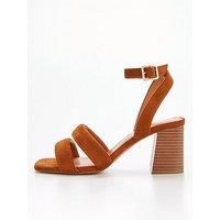 V By Very Wide Fit Block Heel Sandal With Padded Straps - Brown