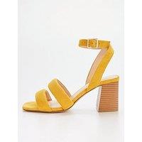 V By Very Wide Fit Block Heel Sandal With Padded Straps - Yellow