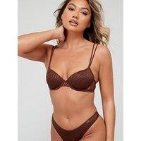 Calvin Klein Sheer Lace Lightly Lined Demi Bra - Brown