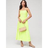 V By Very Pleated Linen Maxi Dress - Lime