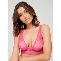 Tommy Hilfiger Floral Lace Elongated Triangle Bra - Pink