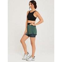 Lucy Mecklenburgh X V By Very 2-In-1 Training Shorts - Black/Green