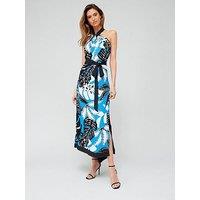 Fig & Basil Maxi Viscose Palm Print Dress - Multi