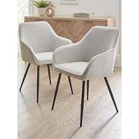 Very Home Alisha Pair Of Boucle Dining Chairs - Cream/Black - Fsc Certified
