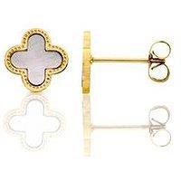 Say It With Luck Collection Earrings - Stainless Steel (Gold & Faux Pearl)