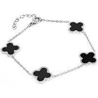 Say It With Luck Collection Chain Bracelet - Stainless Steel (Silver & Black)