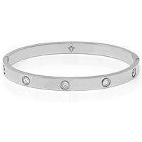 Say It With Stone Hinged Bangle - Stainless Steel (Silver)