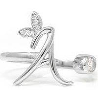 Say It With Adjustable Winged Initial Ring - Sterling Silver