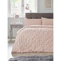 Very Home Seersucker Cotton 180 Thread Count Duvet Cover Set - Blush Pink